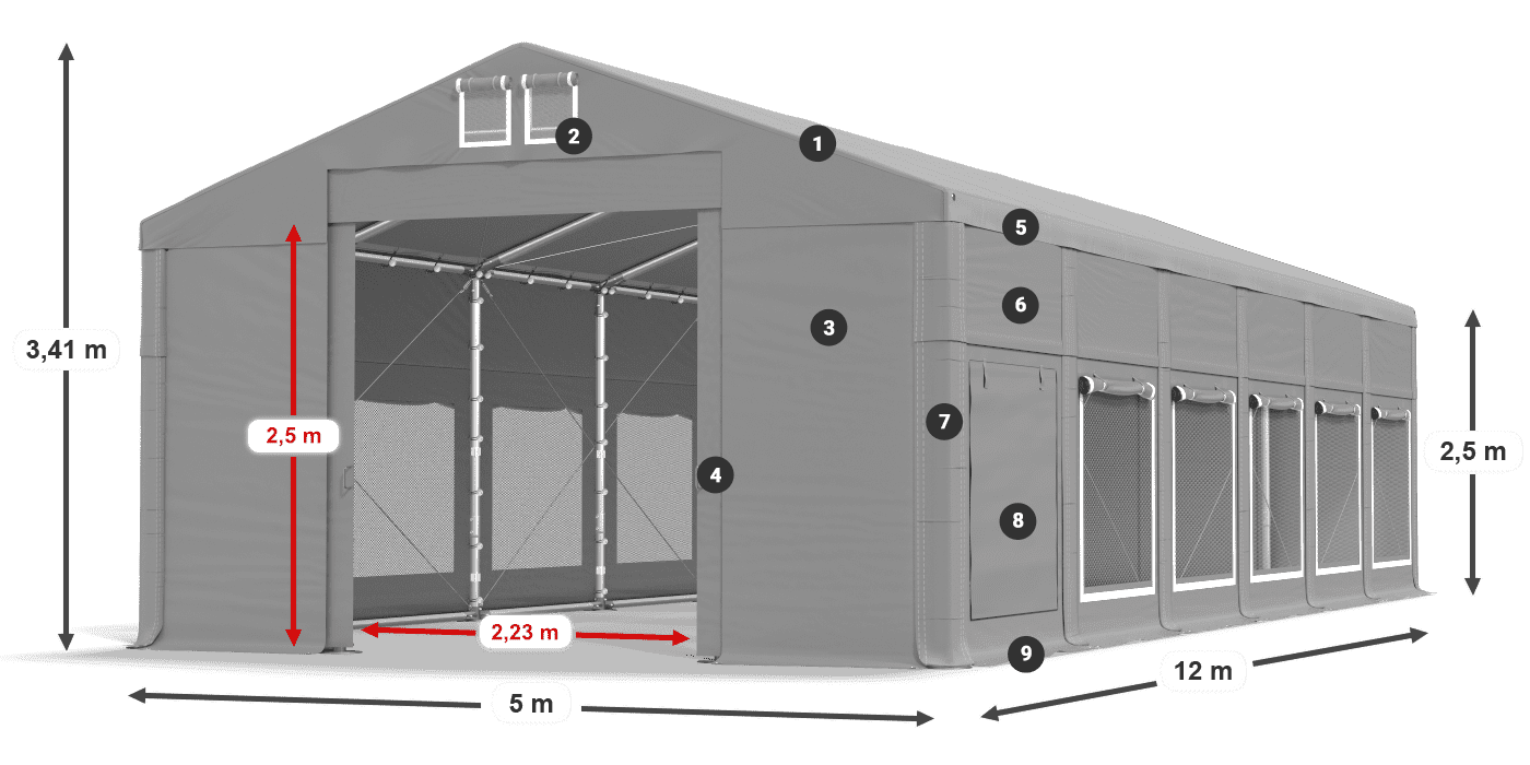 Krov: MS 580 PVC Zidovi: SD M 500 PVC Legenda od 2,5 m