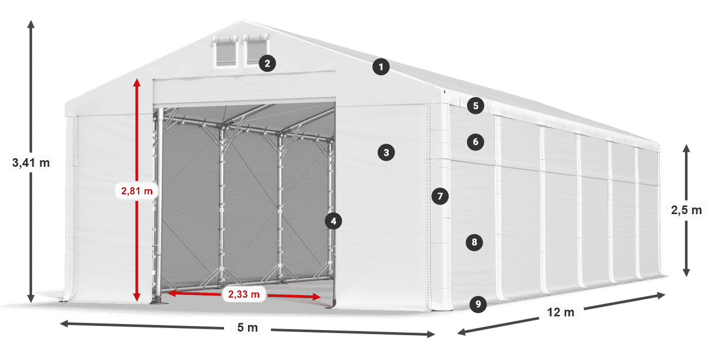 Krov: SD 560 PVC Zidovi: FR 620 PVC legenda 2,5 m
