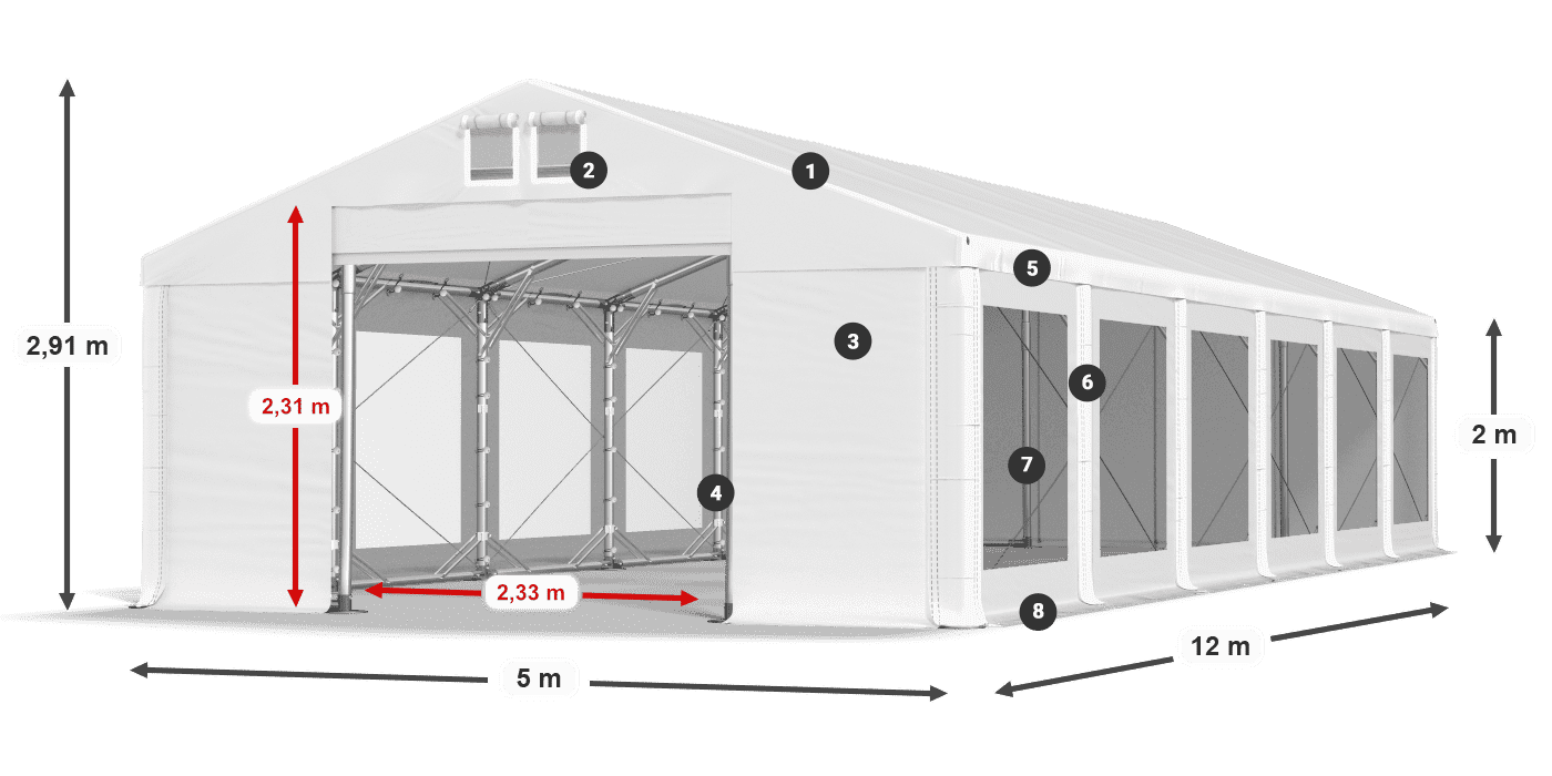 Krov: FR 620 PVC Zidovi: MS 580 PVC Legenda od 2 m