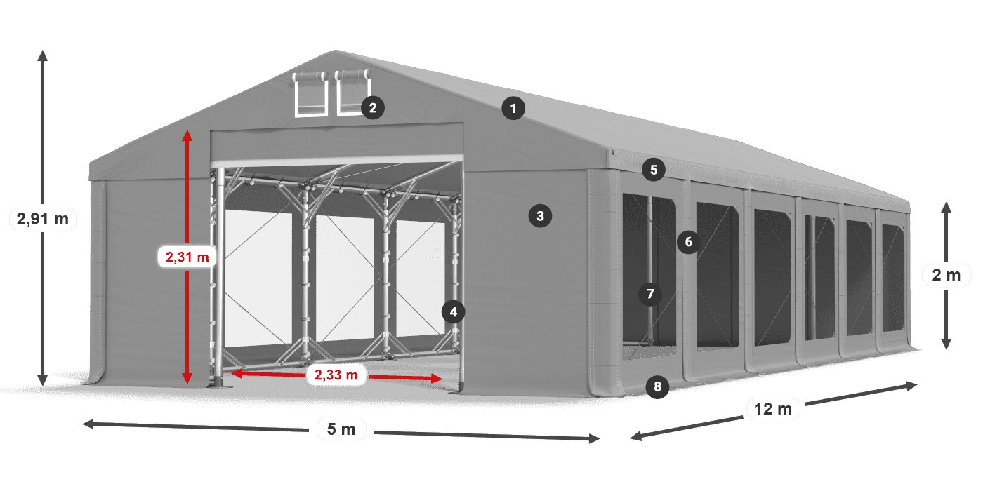 Krov: FR 620 PVC Zidovi: MS 580 PVC Legenda od 2 m