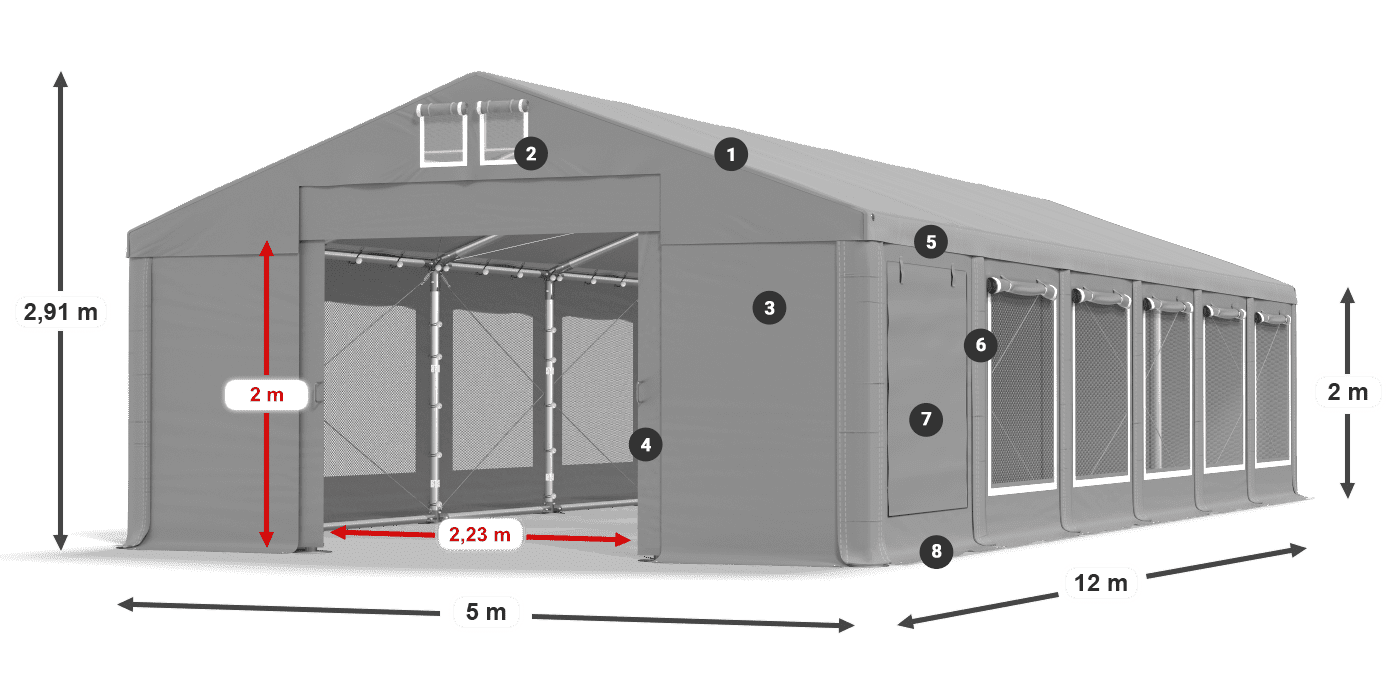 Krov: FR 620 PVC Zidovi: SD 500 PVC Legenda od 2 m