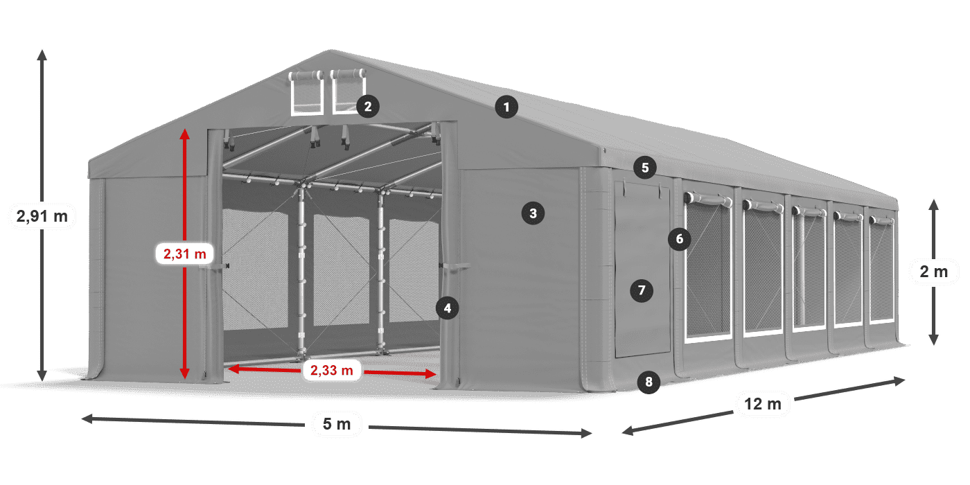 Krov: FR 620 PVC Zidovi: SD 500 PVC Legenda od 2 m