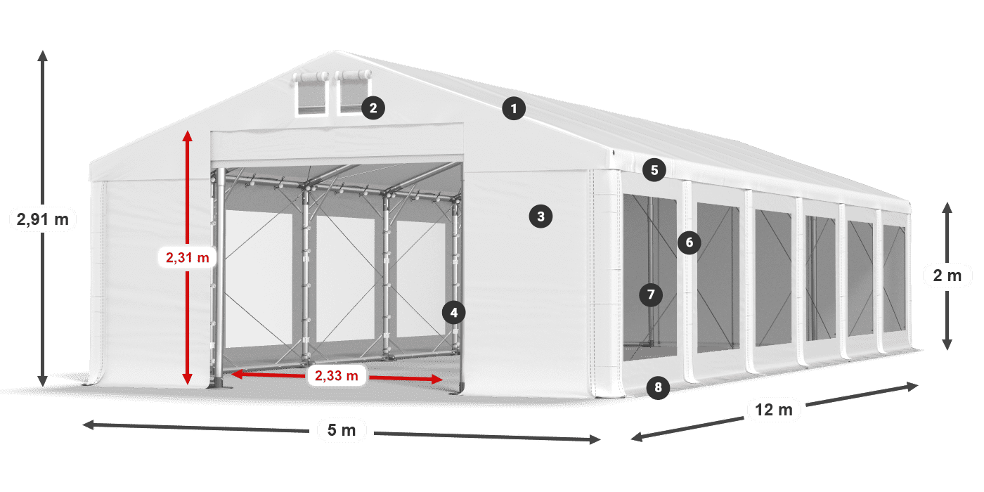 Krov: MS 580 PVC Zidovi: MS 580 PVC Legenda od 2 m