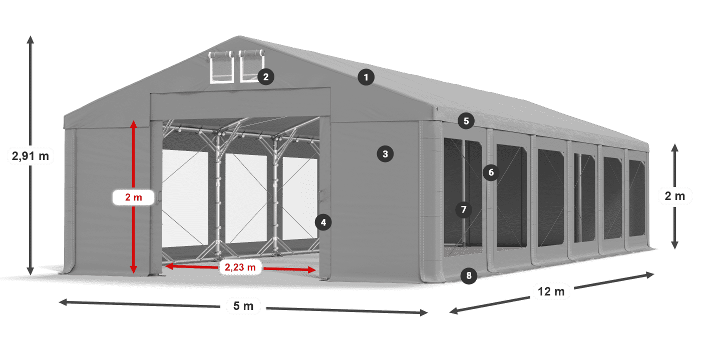 Krov: MS 580 PVC Zidovi: MS 580 PVC Legenda od 2 m