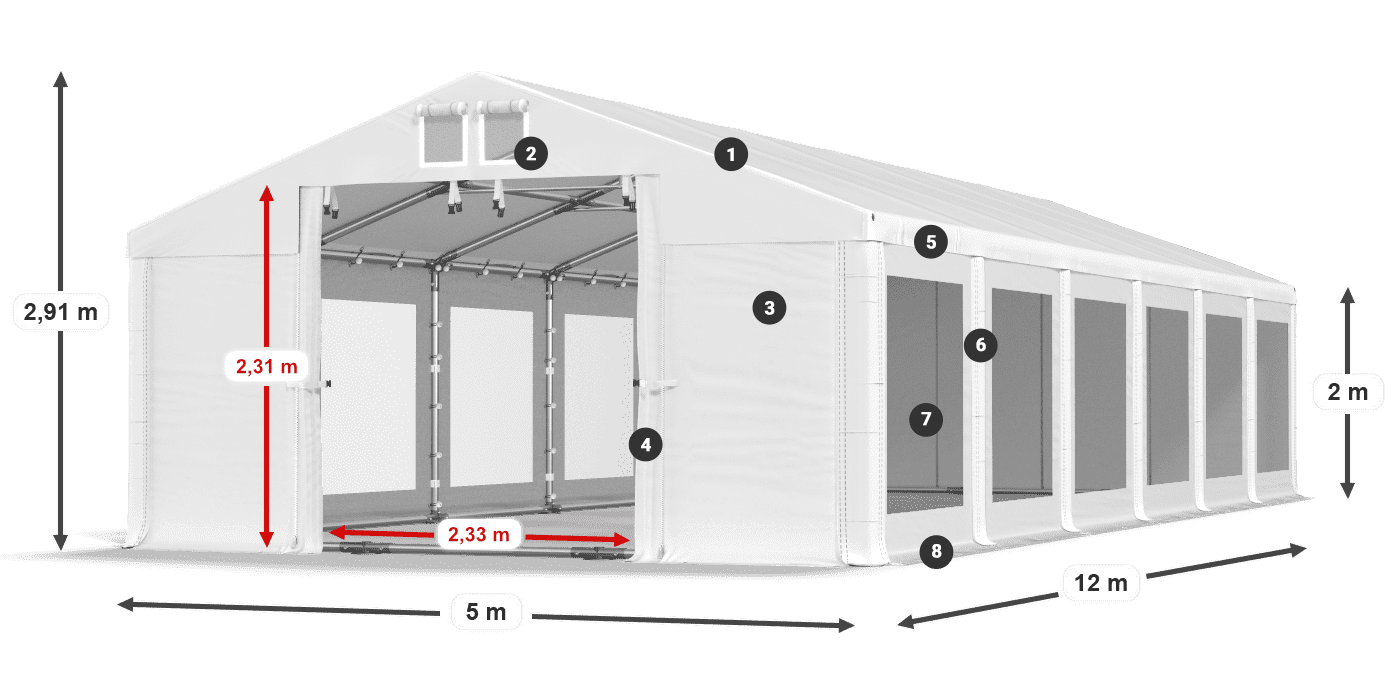 Krov: MS 580 PVC Zidovi: MS 580 PVC Legenda od 2 m
