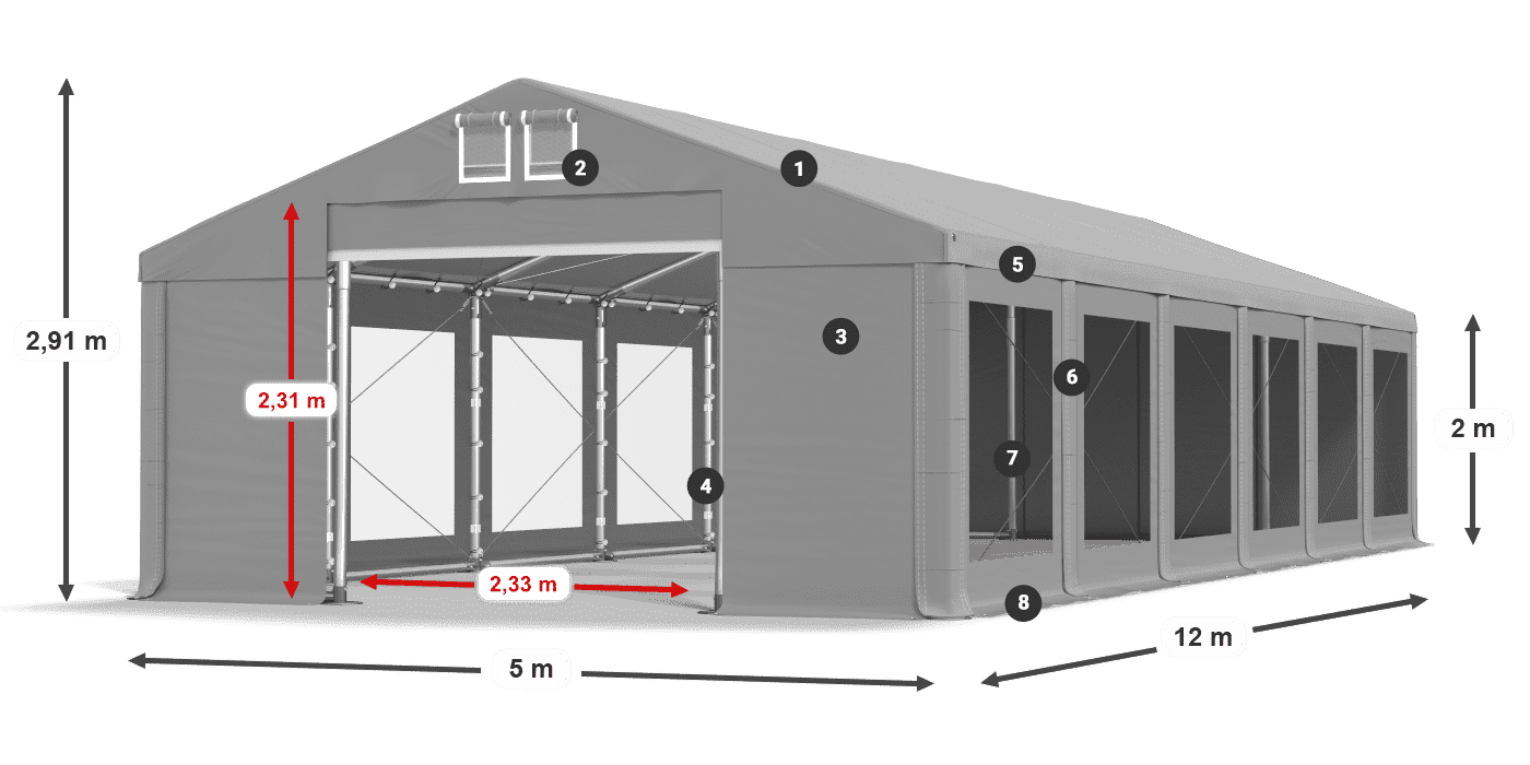 Krov: MS 580 PVC Zidovi: MS 580 PVC Legenda od 2 m
