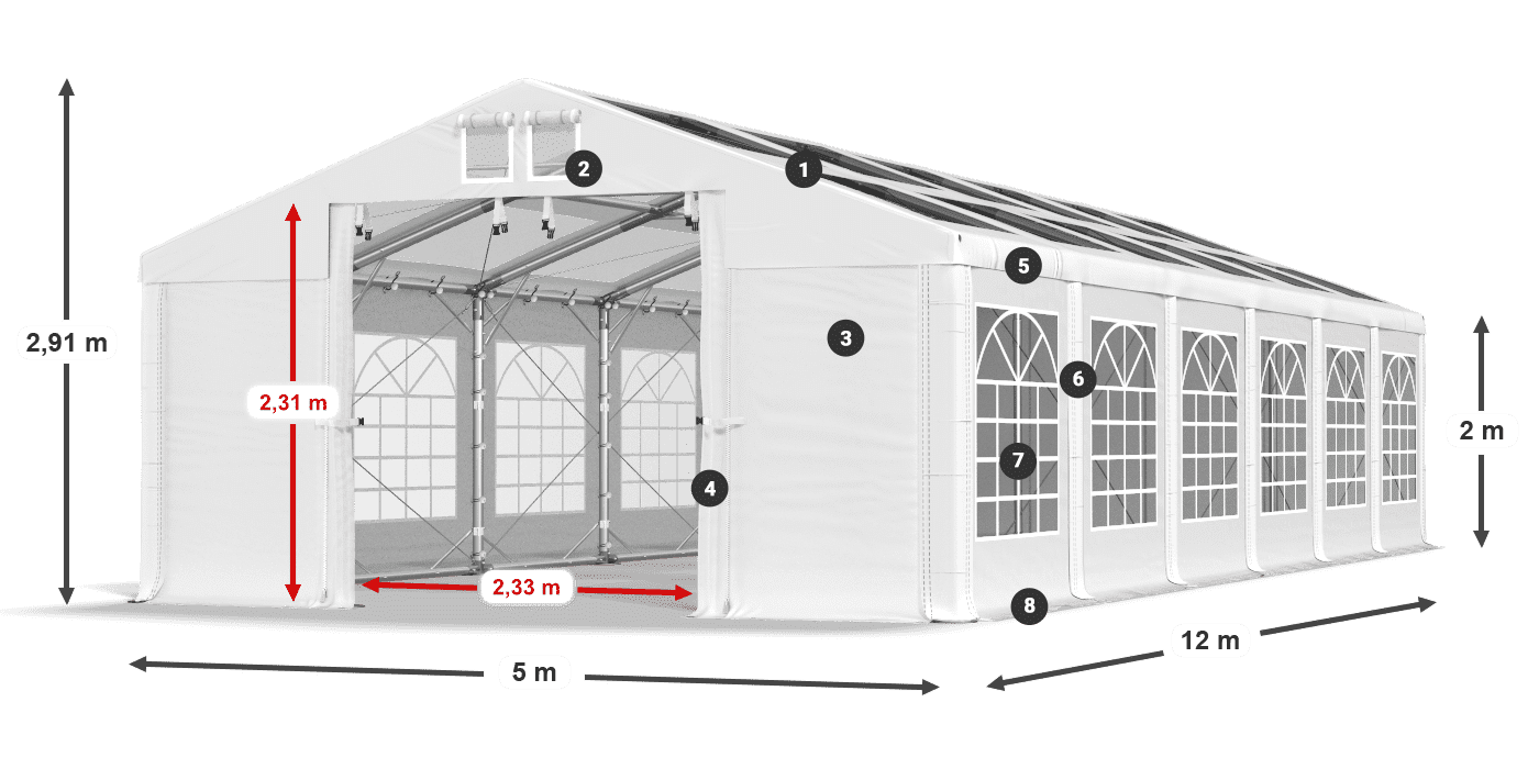 Krov: MS 580 PVC Zidovi: SD 500 PVC Legenda od 2 m