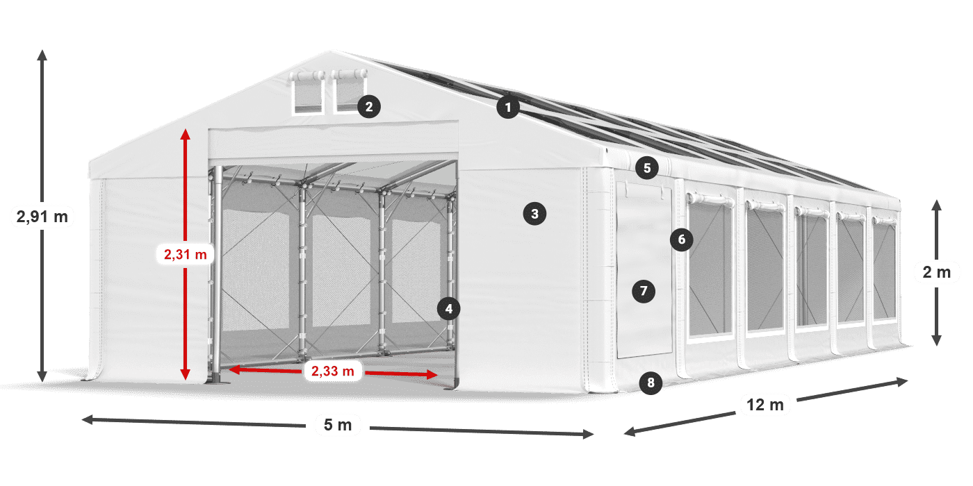 Krov: MS T 580 PVC Zidovi: SDM 500 PVC 2m legenda