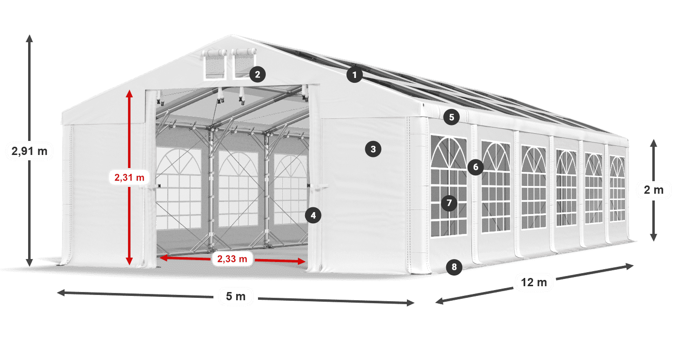 Krov: MS 580 PVC Zidovi: SD 500 PVC Legenda od 2 m