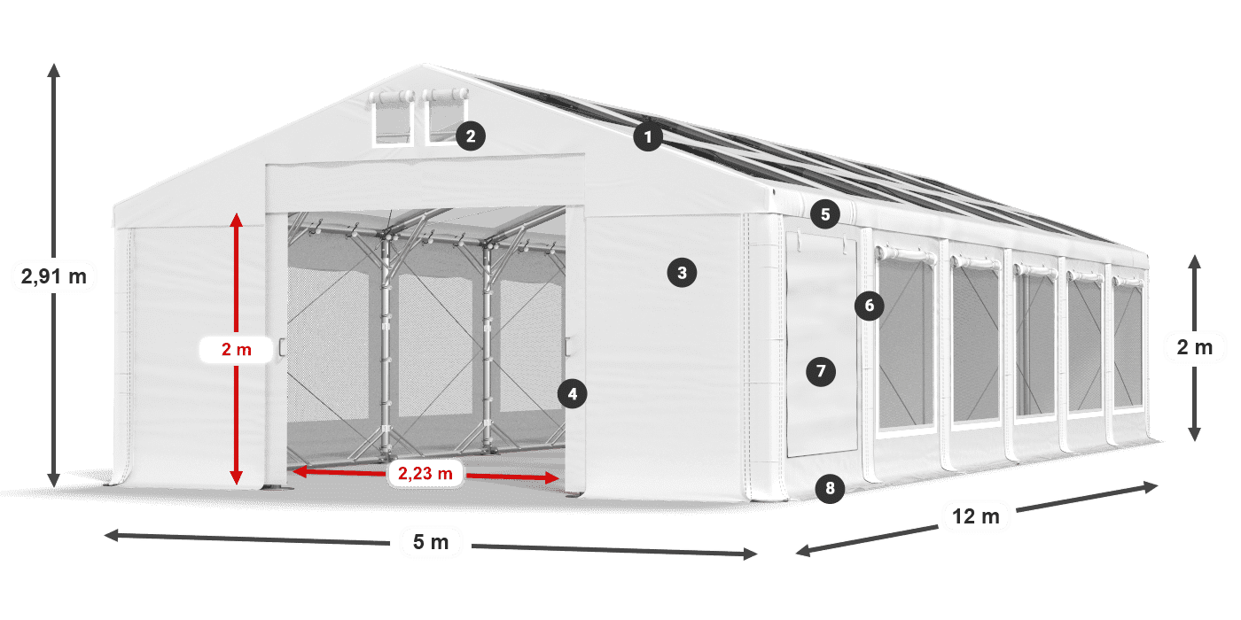 Krov: MS T 580 PVC Zidovi: SDM 500 PVC 2m legenda