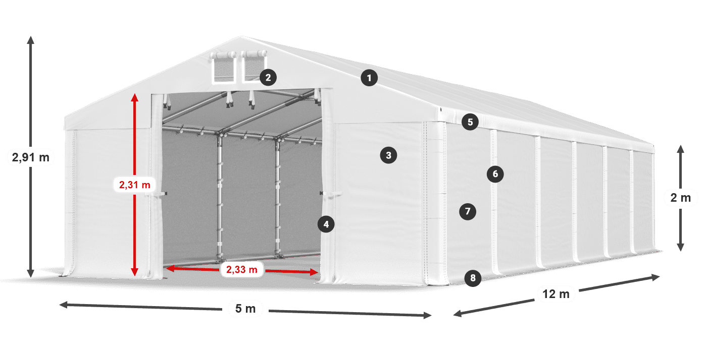 Krov: MS 580 PVC Zidovi: SD 500 PVC Legenda od 2 m