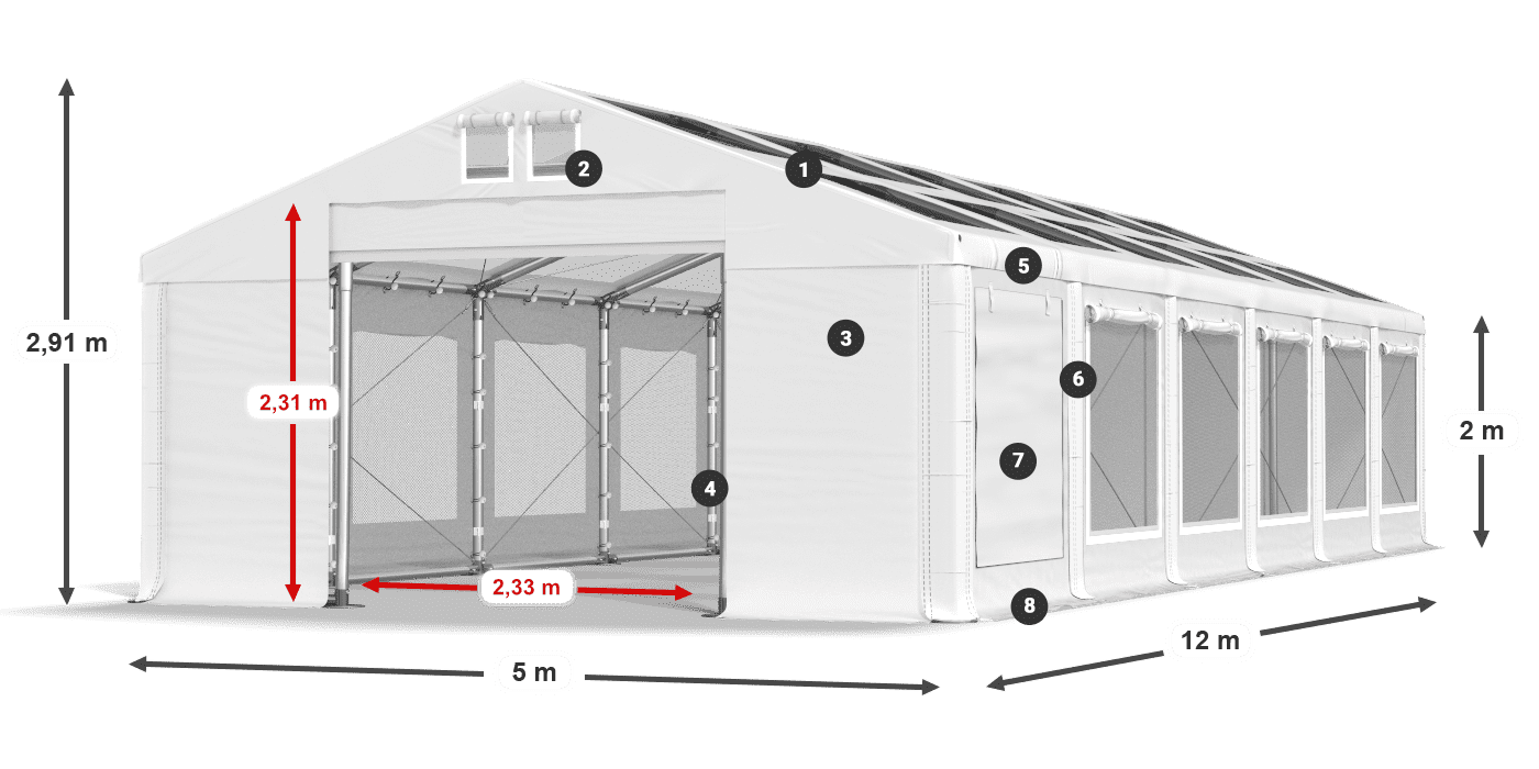 Krov: MS T 580 PVC Zidovi: SDM 500 PVC 2m legenda