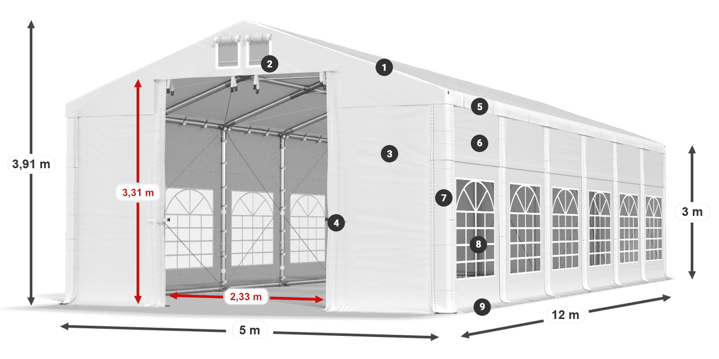 Krov: FR 620 PVC Zidovi: SD 500 PVC Legenda od 3 m