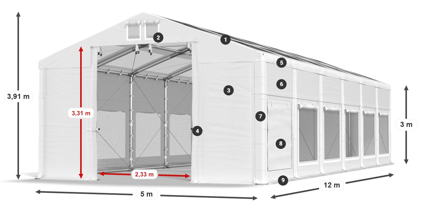Krov: MS T 580 PVC Zidovi: SD M 500 PVC Legenda od 3 m