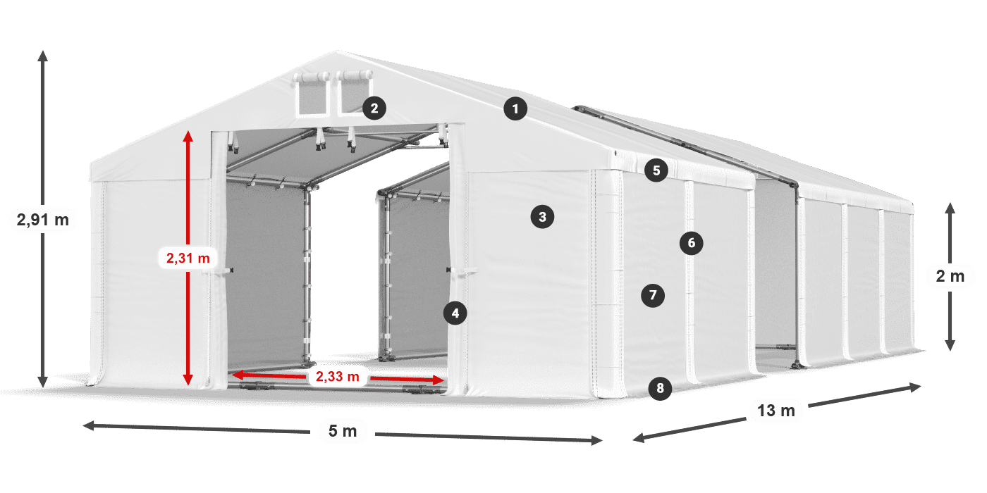 Krov: MS 580 PVC Zidovi: FR M 620 PVC Legenda od 2 m