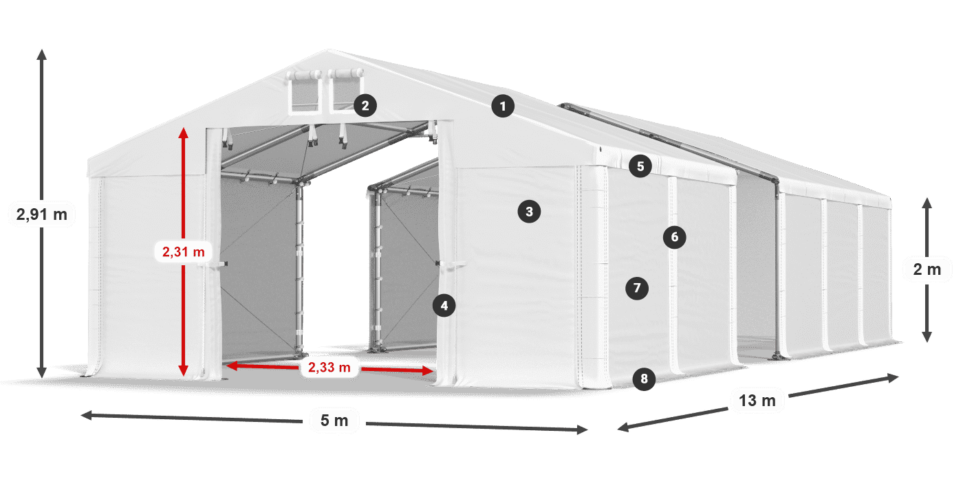 Krov: MS 580 PVC Zidovi: FR M 620 PVC Legenda od 2 m
