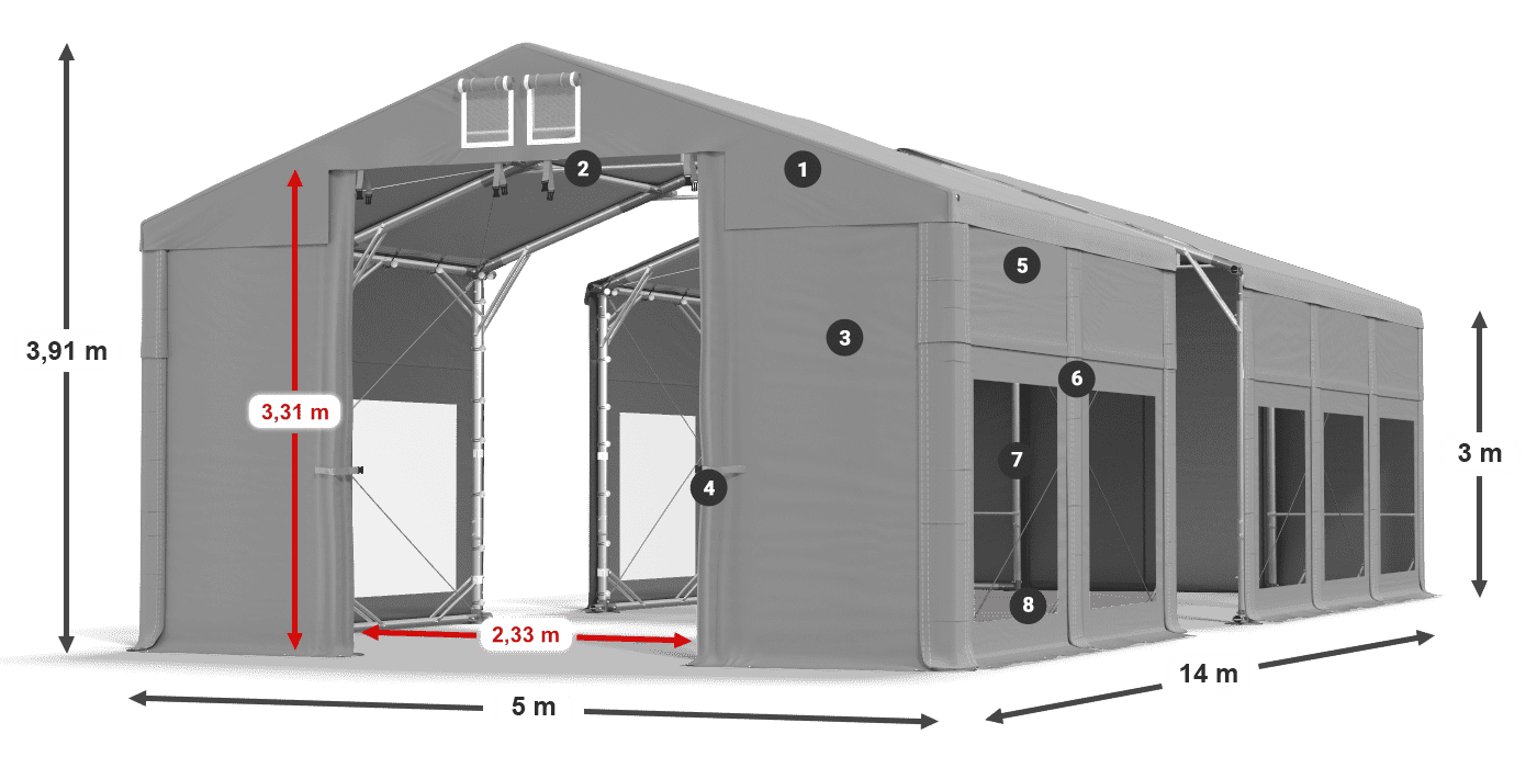 Krov: MS 580 PVC Zidovi: MS 580 PVC Legenda od 3 m