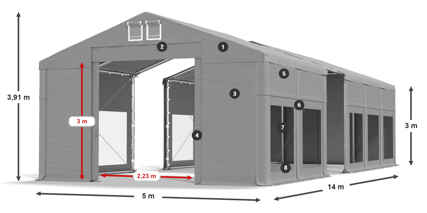Krov: MS 580 PVC Zidovi: MS 580 PVC Legenda od 3 m