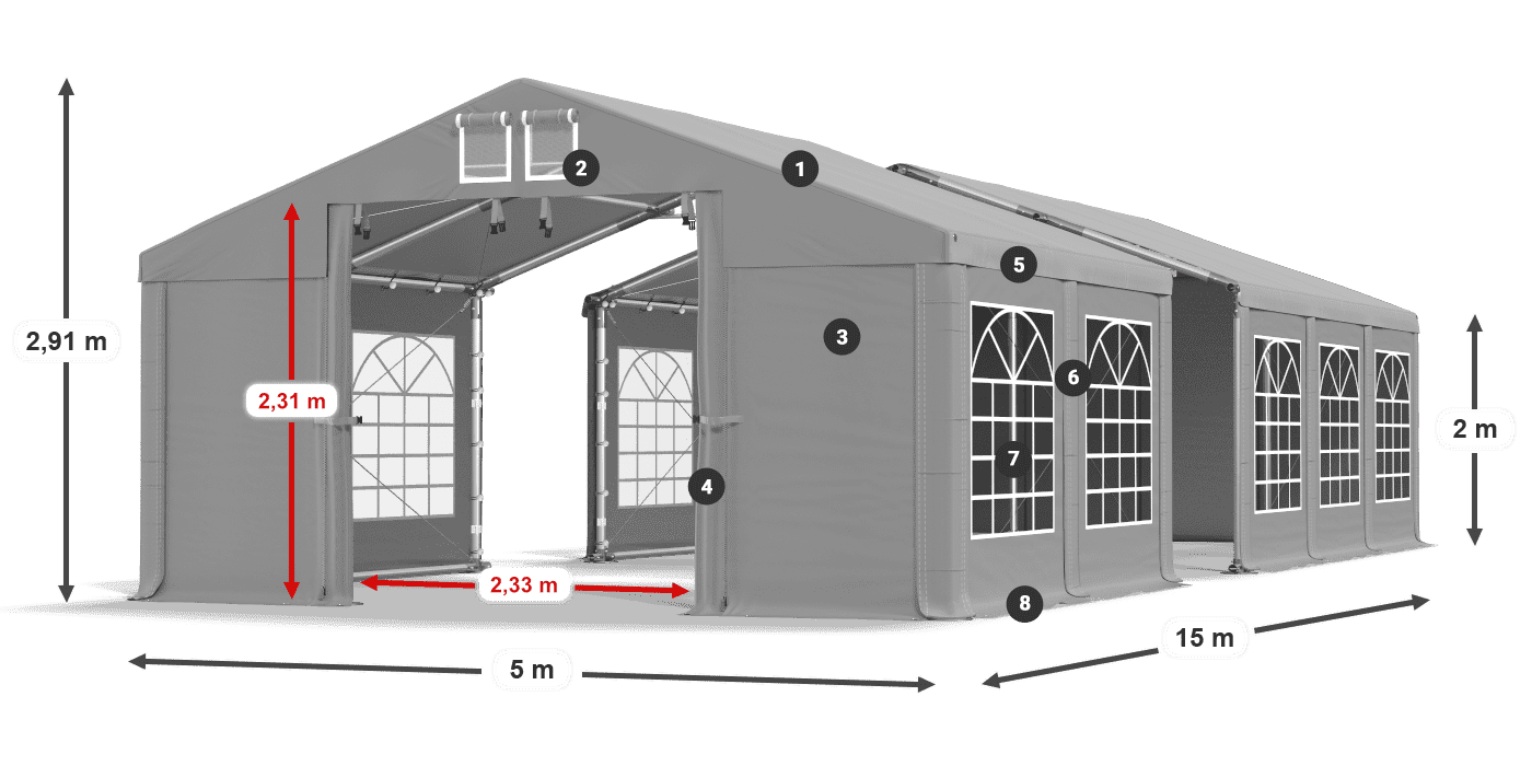Krov: FR 620 PVC Zidovi: SD 500 PVC Legenda od 2 m