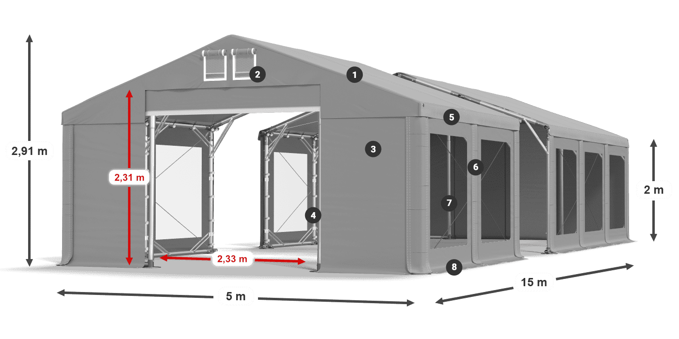 Krov: MS 580 PVC Zidovi: MS 580 PVC Legenda od 2 m