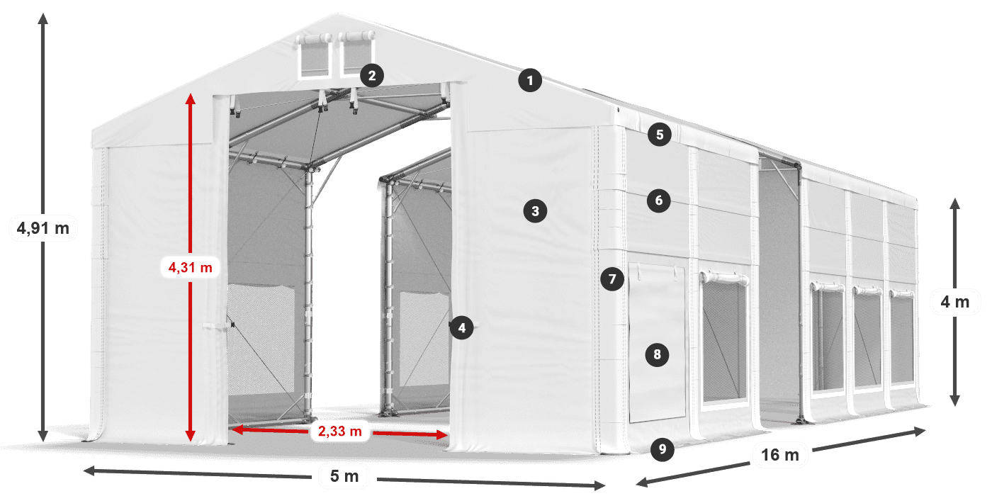 Krov: MS 580 PVC Zidovi: SD M 500 PVC Legenda od 4 m