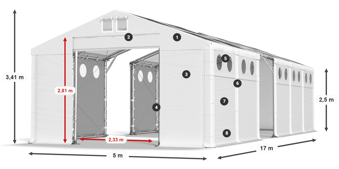 Krov: MS T 580 PVC Zidovi: MS O 580 PVC 2,5 m legenda