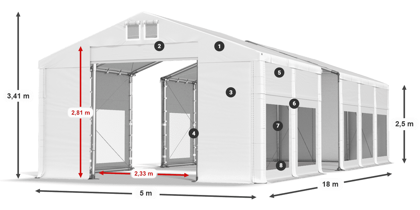 Krov: FR 620 PVC Zidovi: MS 580 PVC 2,5 m legenda