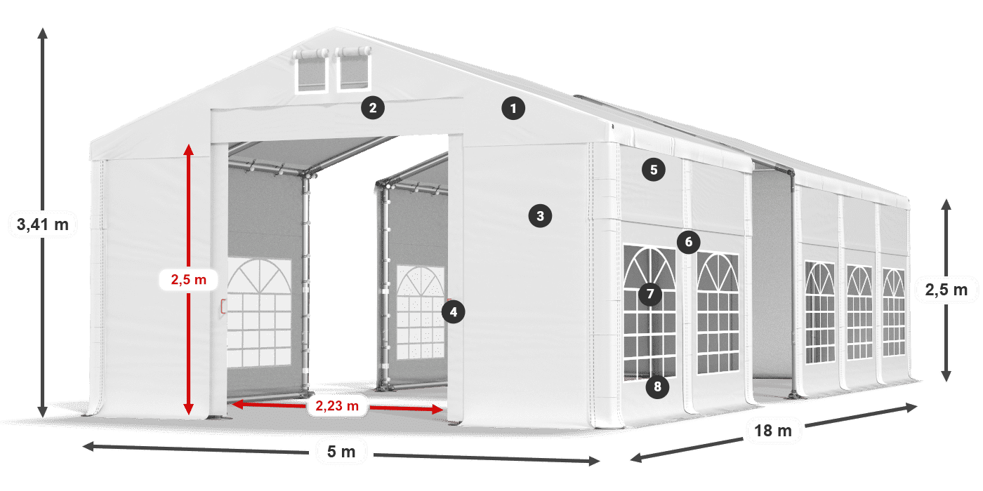 Krov: FR 620 PVC Zidovi: SD 500 PVC Legenda od 2,5 m