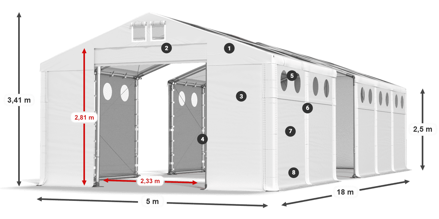 Krov: MS T 580 PVC Zidovi: MS O 580 PVC 2,5 m legenda