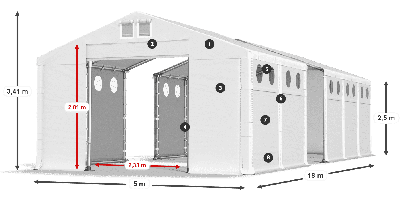 Krov: MS 580 PVC Zidovi: SD O 500 PVC Legenda od 2,5 m
