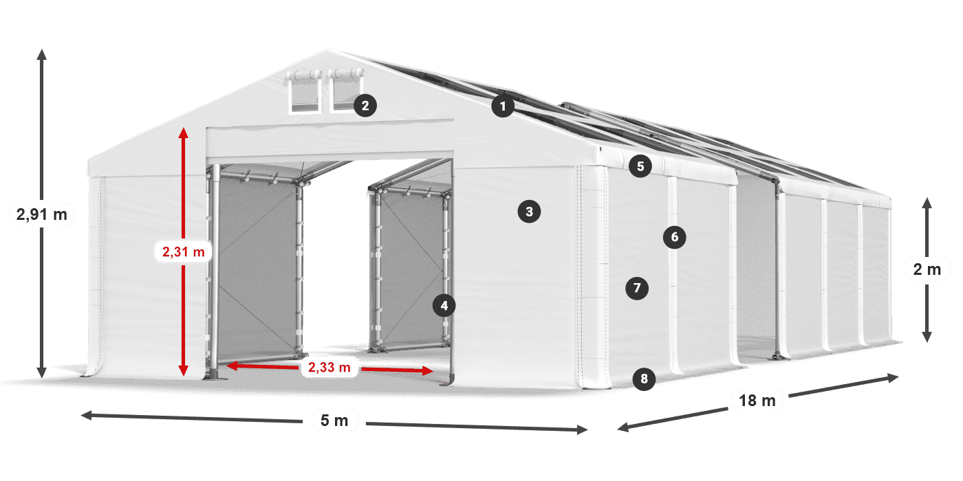 Krov: MS T 580 PVC Zidovi: FR 620 PVC Legenda od 2 m