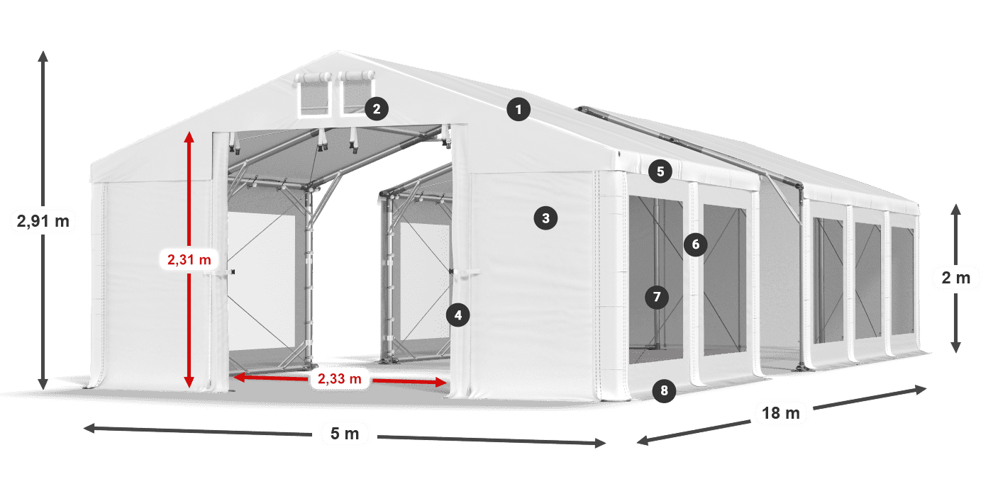 Krov: MS 580 PVC Zidovi: MS 580 PVC Legenda od 2 m