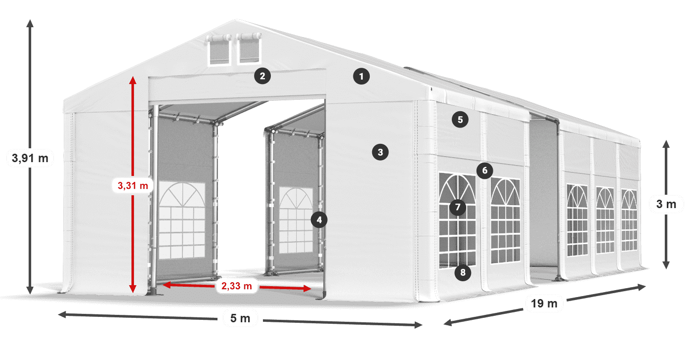 Krov: MS 580 PVC Zidovi: FR 620 PVC Legenda od 3 m