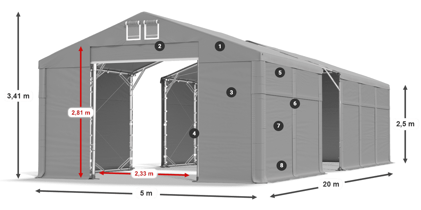 Krov: MS 580 PVC Zidovi: SD 500 PVC Legenda od 2,5 m