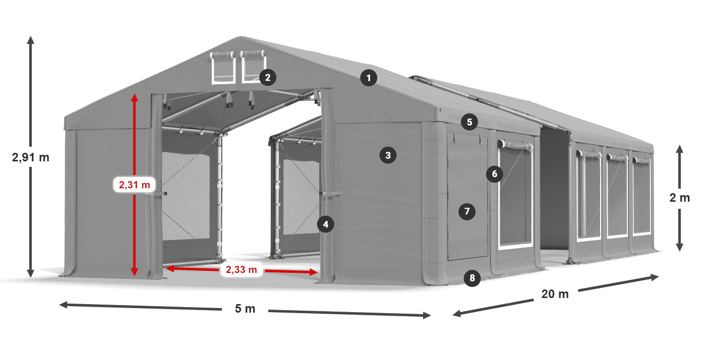 Krov: FR 620 PVC Zidovi: SD 500 PVC Legenda od 2 m