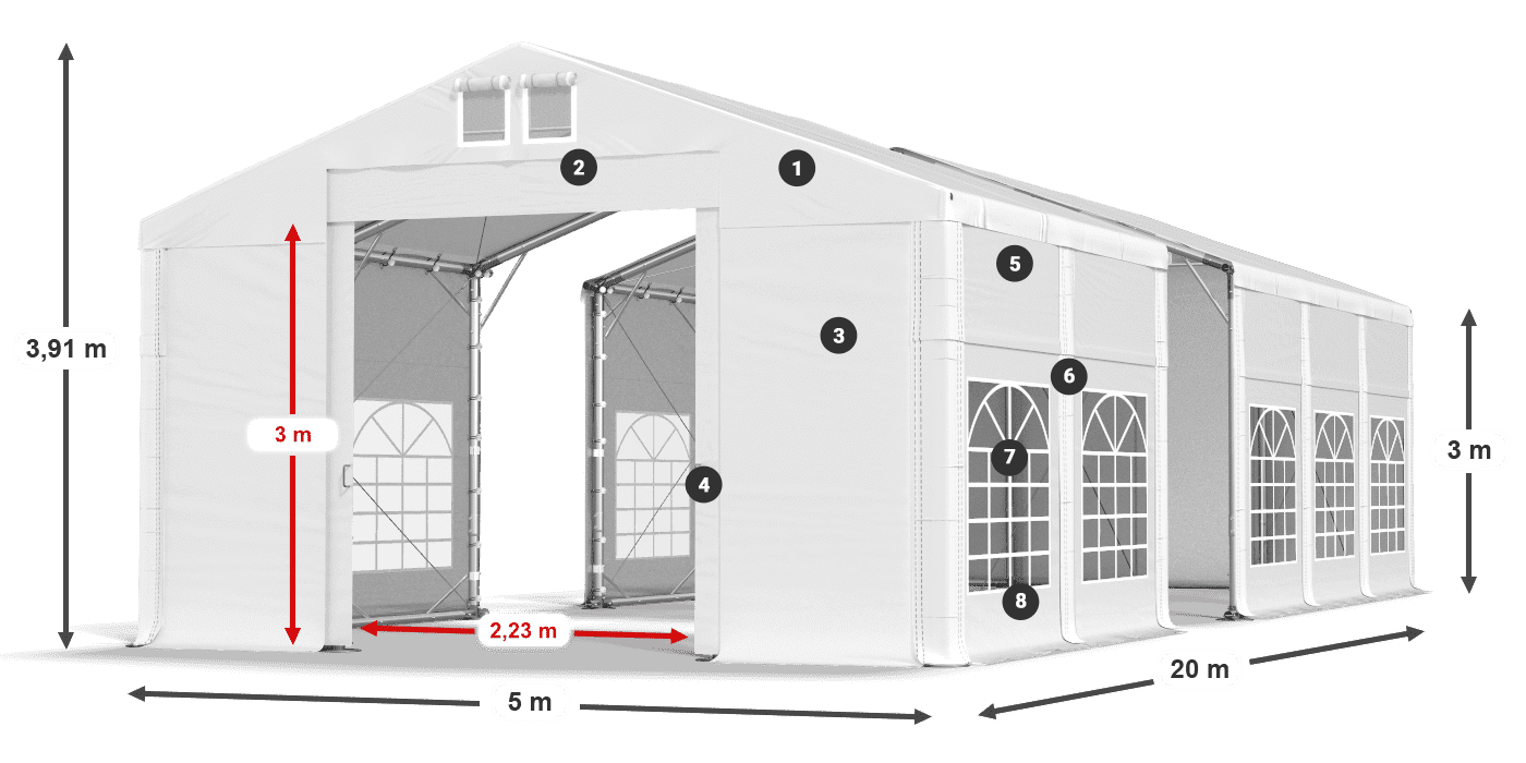 Krov: MS 580 PVC Zidovi: FR 620 PVC Legenda od 3 m