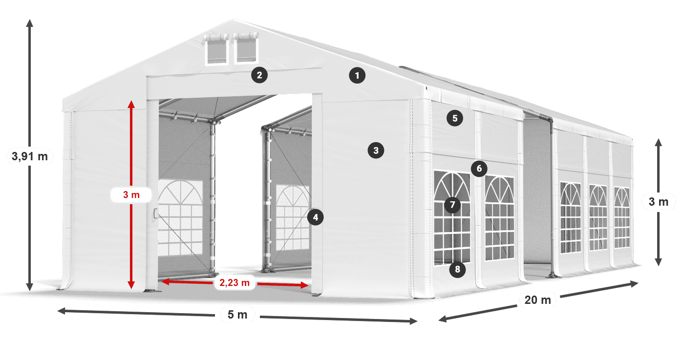 Krov: MS 580 PVC Zidovi: FR 620 PVC Legenda od 3 m