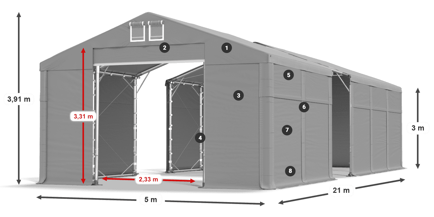 Krov: MS 580 PVC Zidovi: SD 500 PVC Legenda od 3 m