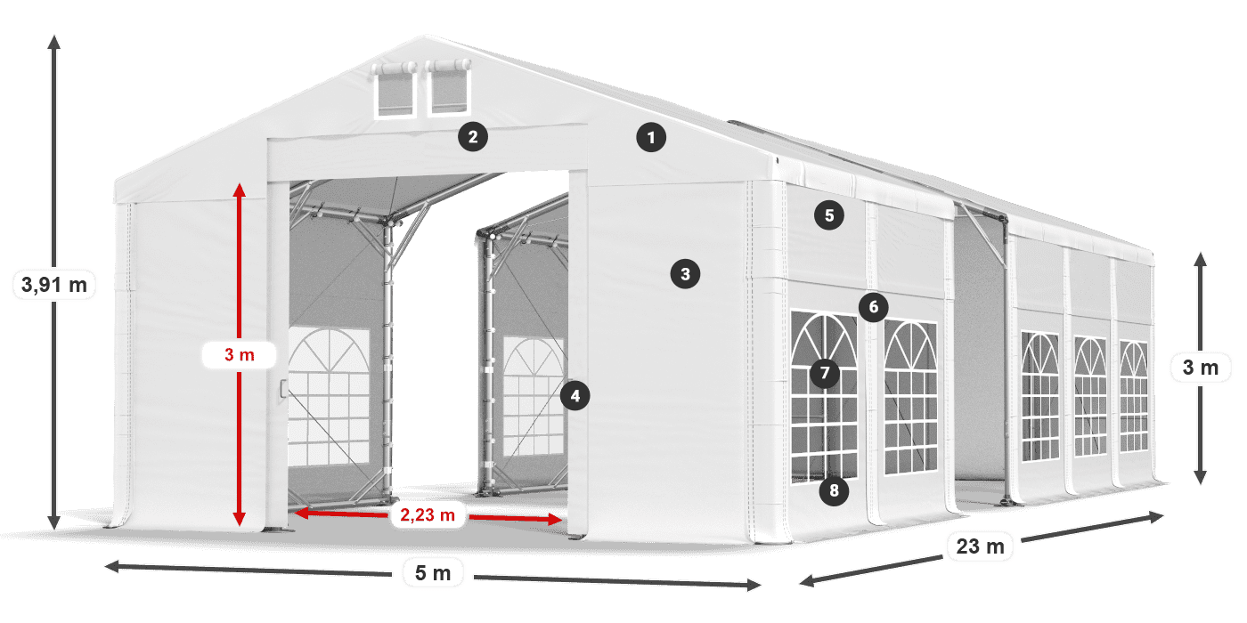 Krov: MS 580 PVC Zidovi: FR 620 PVC Legenda od 3 m