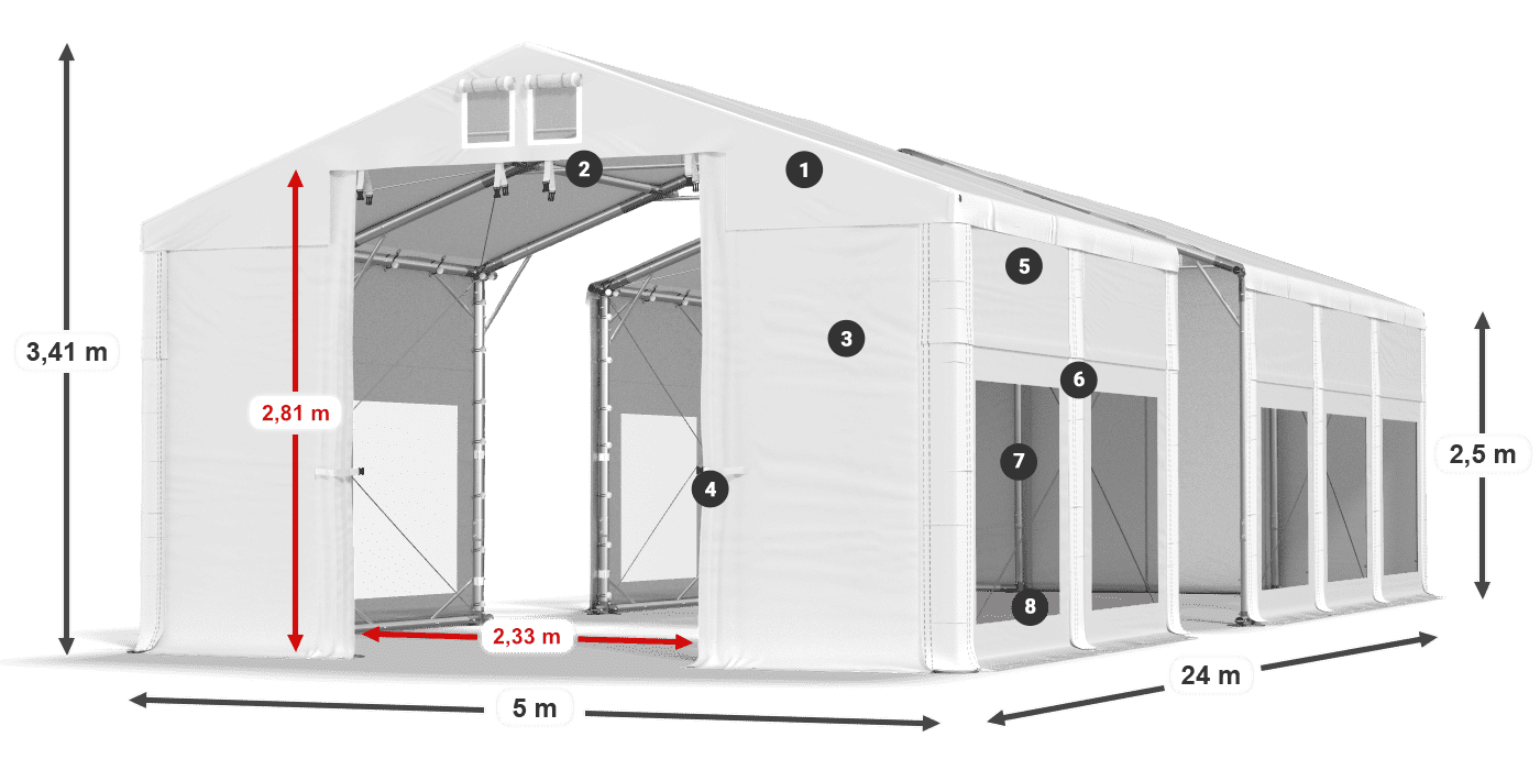 Krov: MS 580 PVC Zidovi: MS 580 PVC 2,5 m legenda