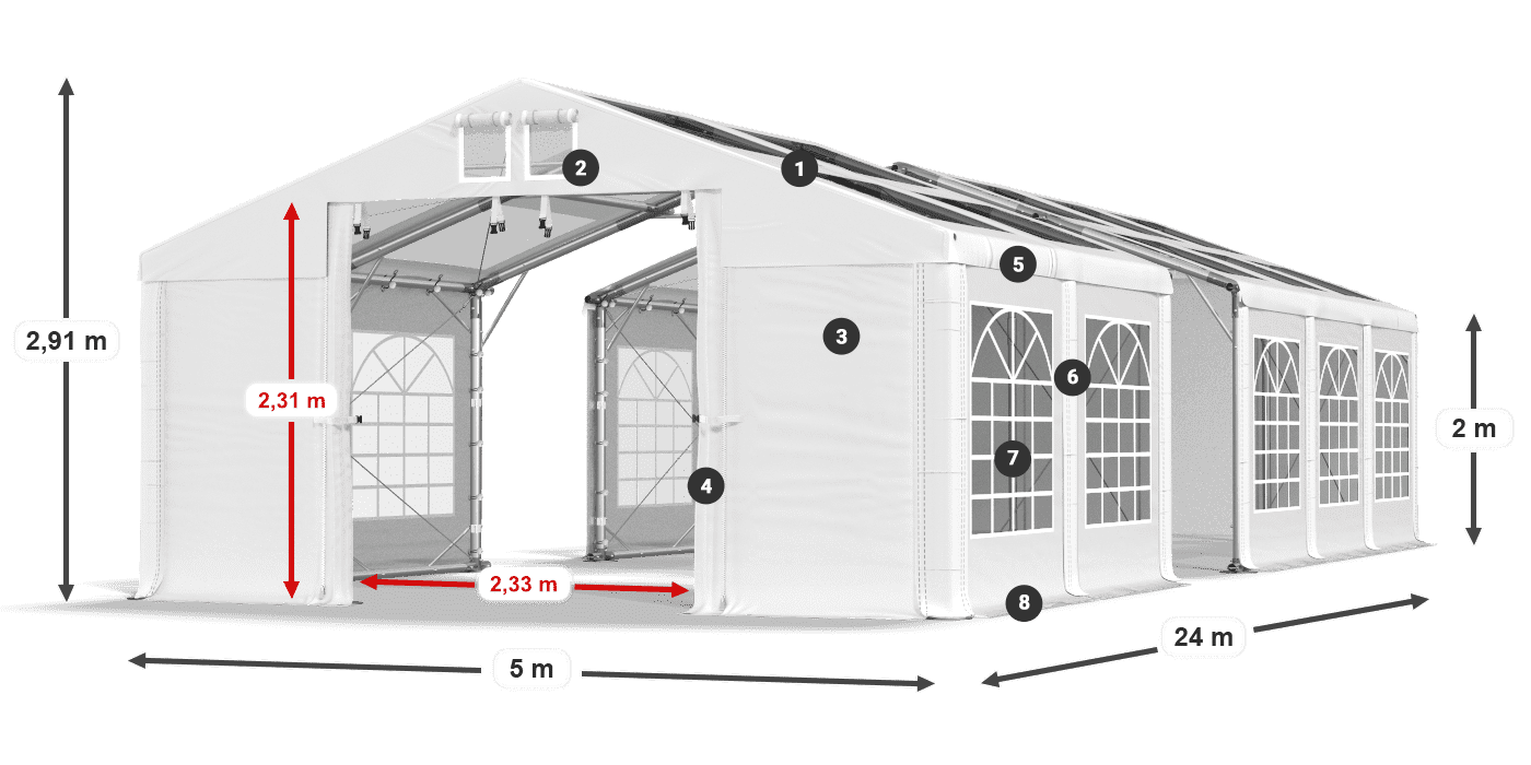 Krov: MS T 580 PVC Zidovi: FR 620 PVC Legenda od 2 m