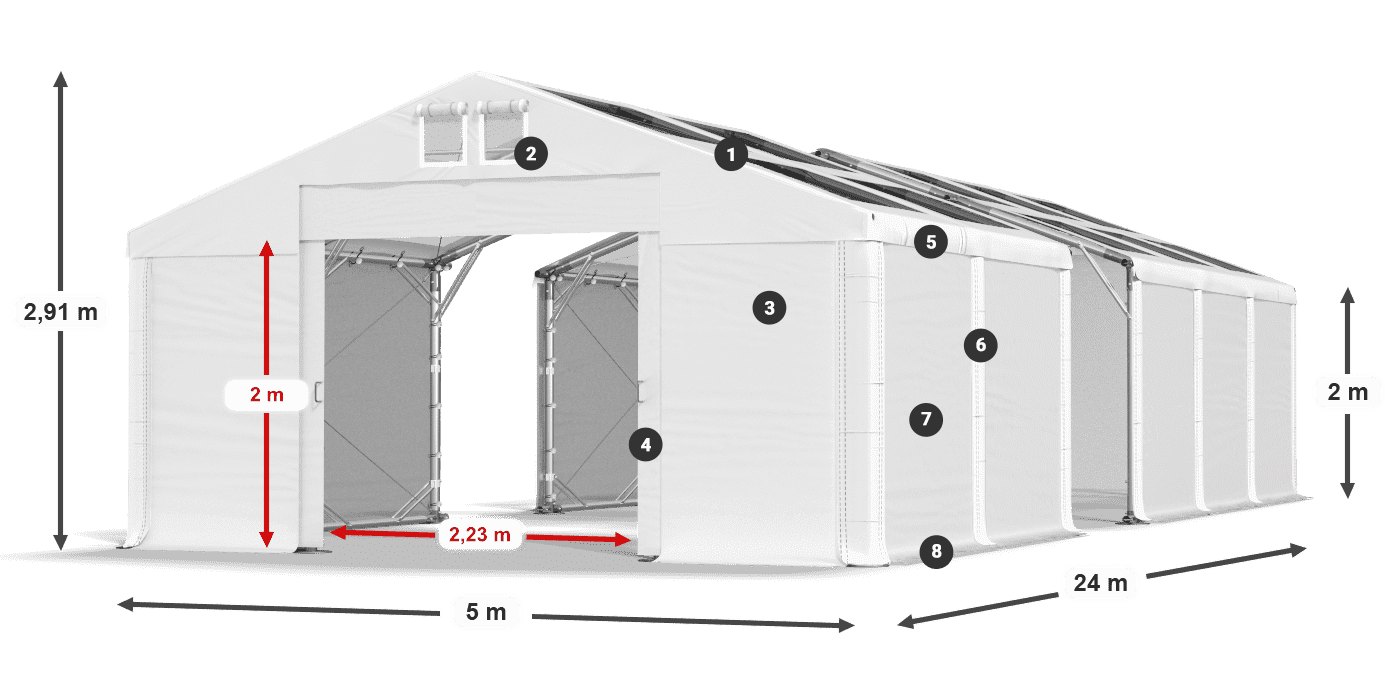 Krov: MS T 580 PVC Zidovi: SD 500 PVC Legenda od 2 m