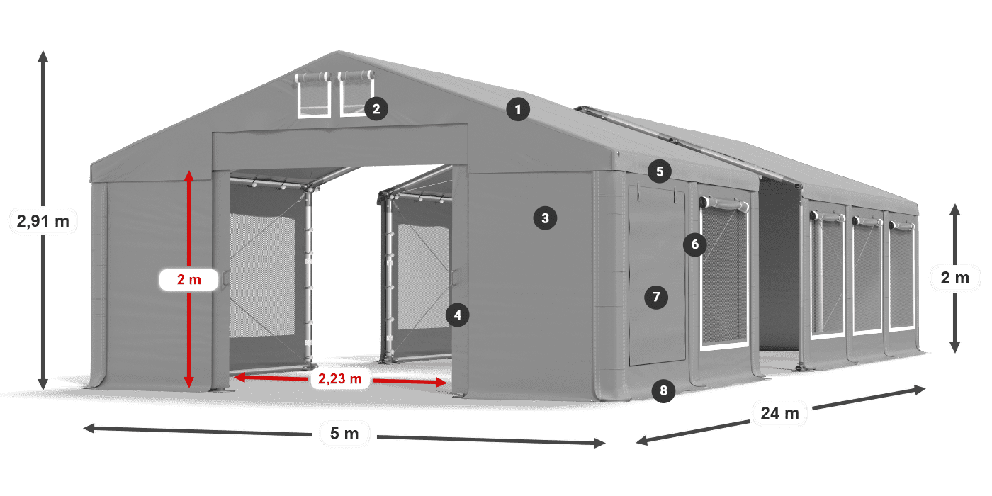 Krov: MS 580 PVC Zidovi: SD M 500 PVC Legenda od 2 m