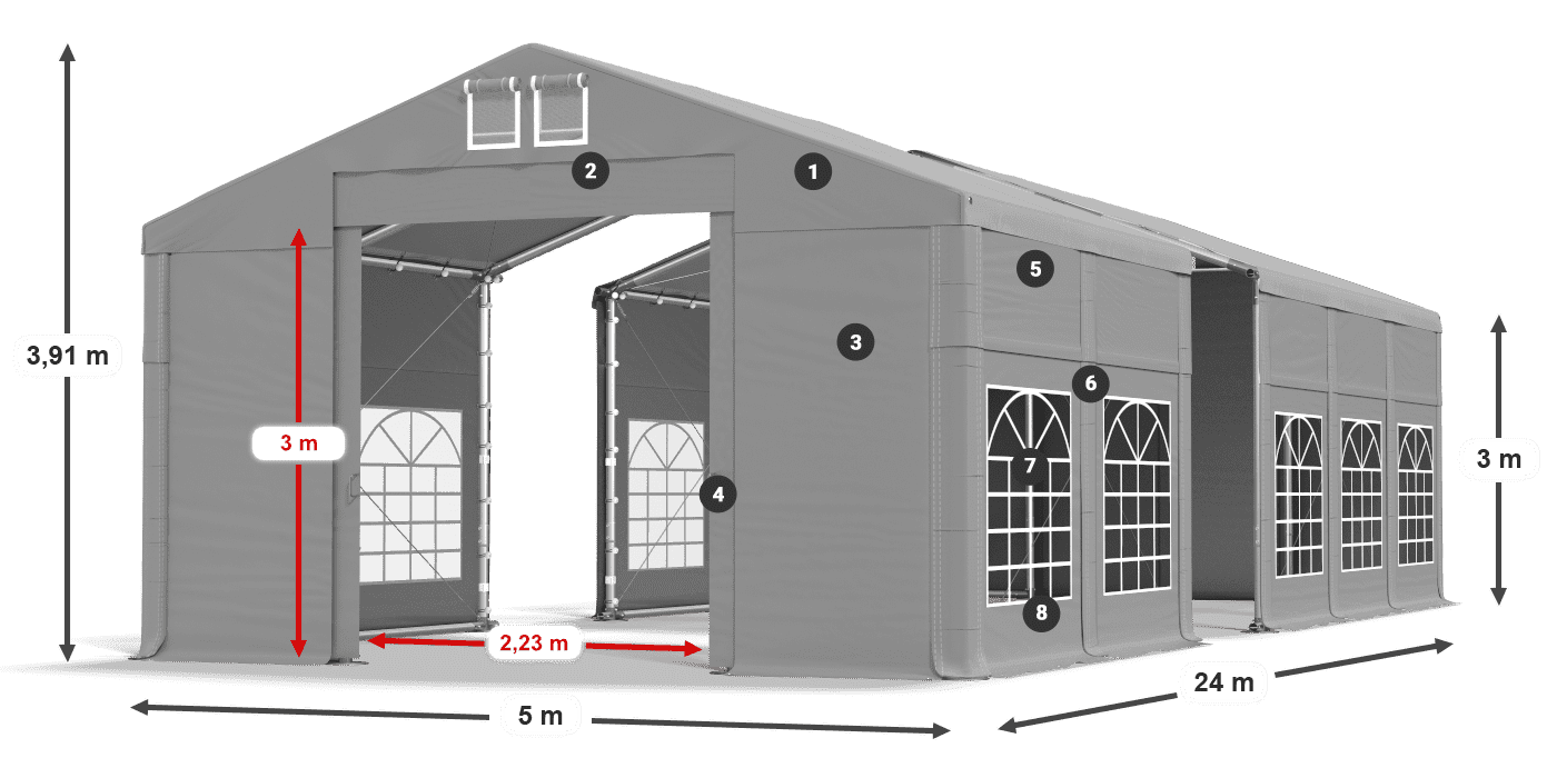 Krov: FR 620 PVC Zidovi: SD 500 PVC Legenda od 3 m