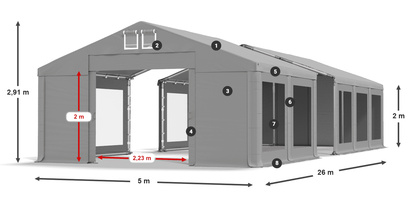 Krov: FR 620 PVC Zidovi: MS 580 PVC Legenda od 2 m