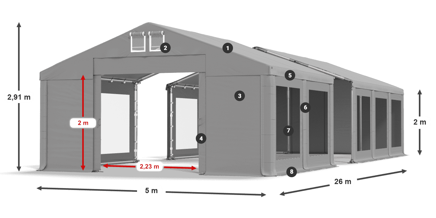 Krov: MS 580 PVC Zidovi: MS 580 PVC Legenda od 2 m