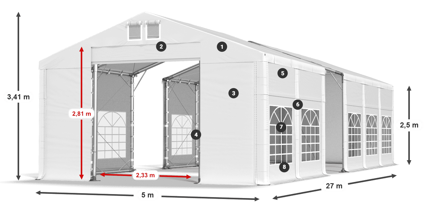 Krov: FR 620 PVC Zidovi: SD 500 PVC Legenda od 2,5 m