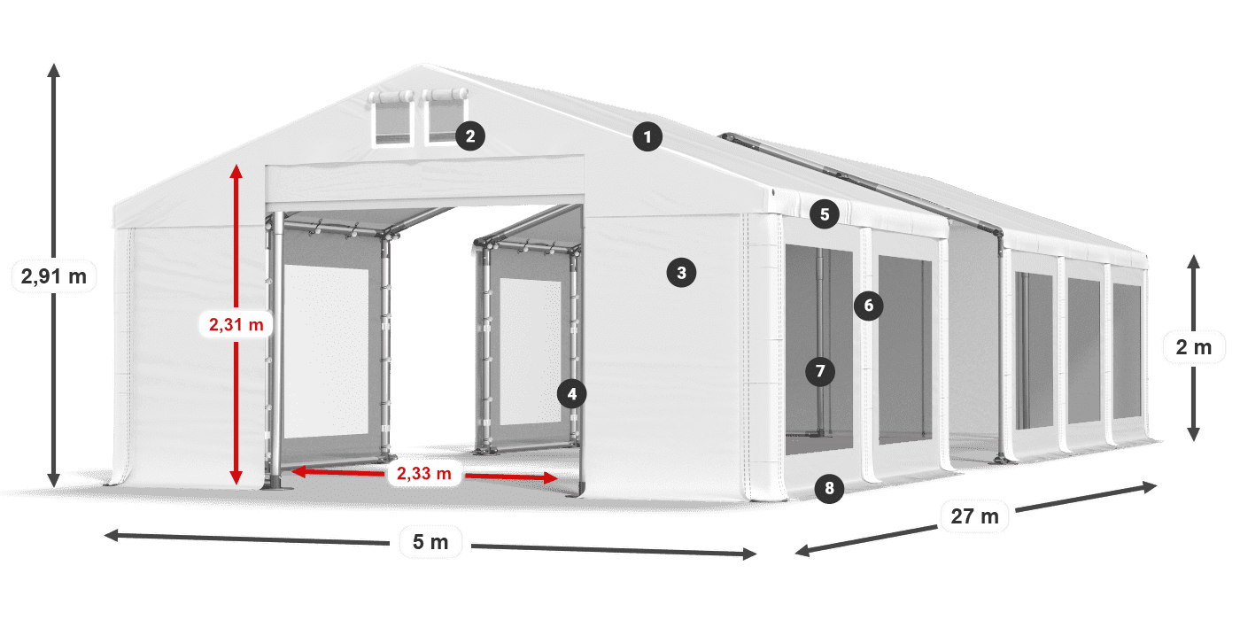 Krov: MS 580 PVC Zidovi: MS 580 PVC Legenda od 2 m