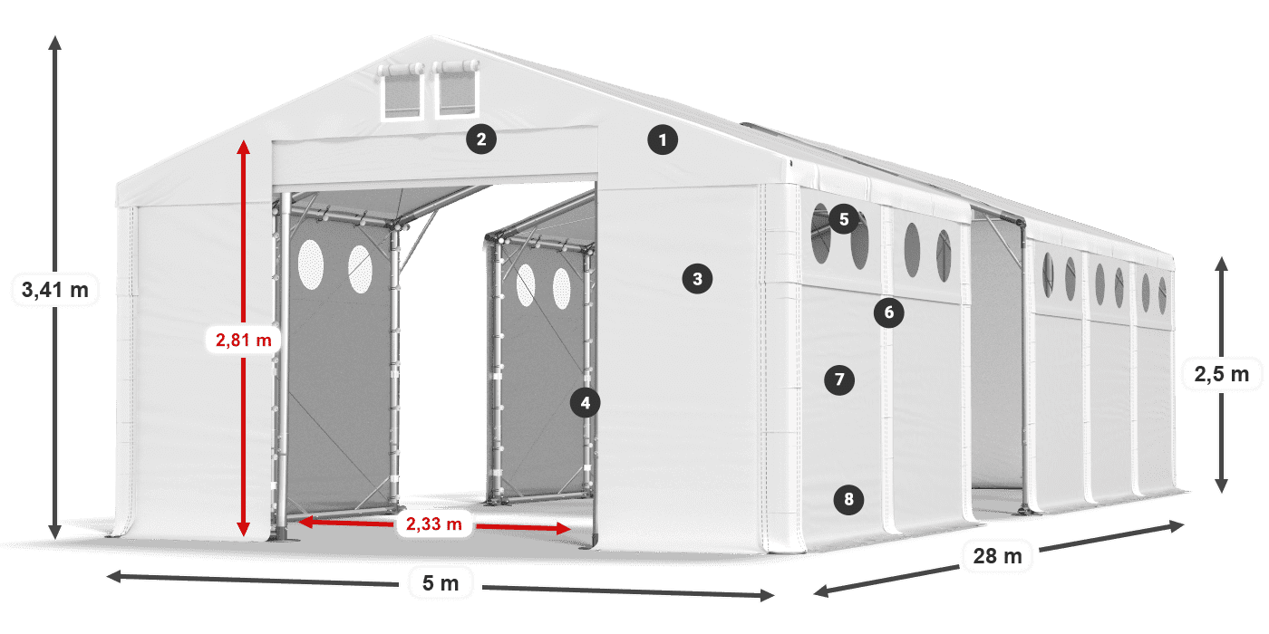 Krov: FR 620 PVC Zidovi: MS O 580 PVC 2,5 m legenda