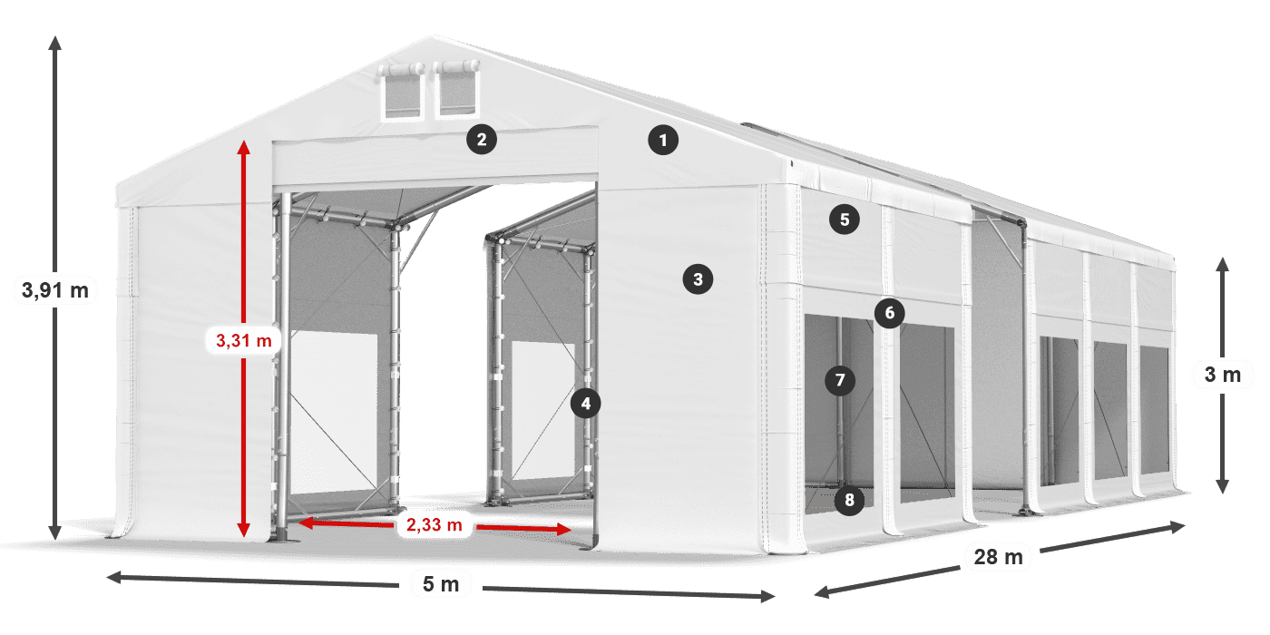 Krov: MS 580 PVC Zidovi: MS 580 PVC Legenda od 3 m
